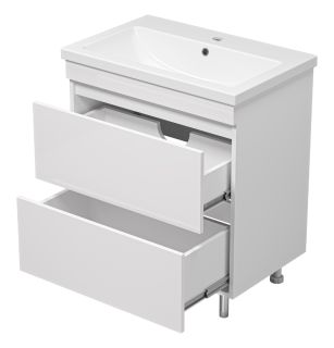 Напольная тумба под раковину Misty Енисей 70см с двумя ящиками белый